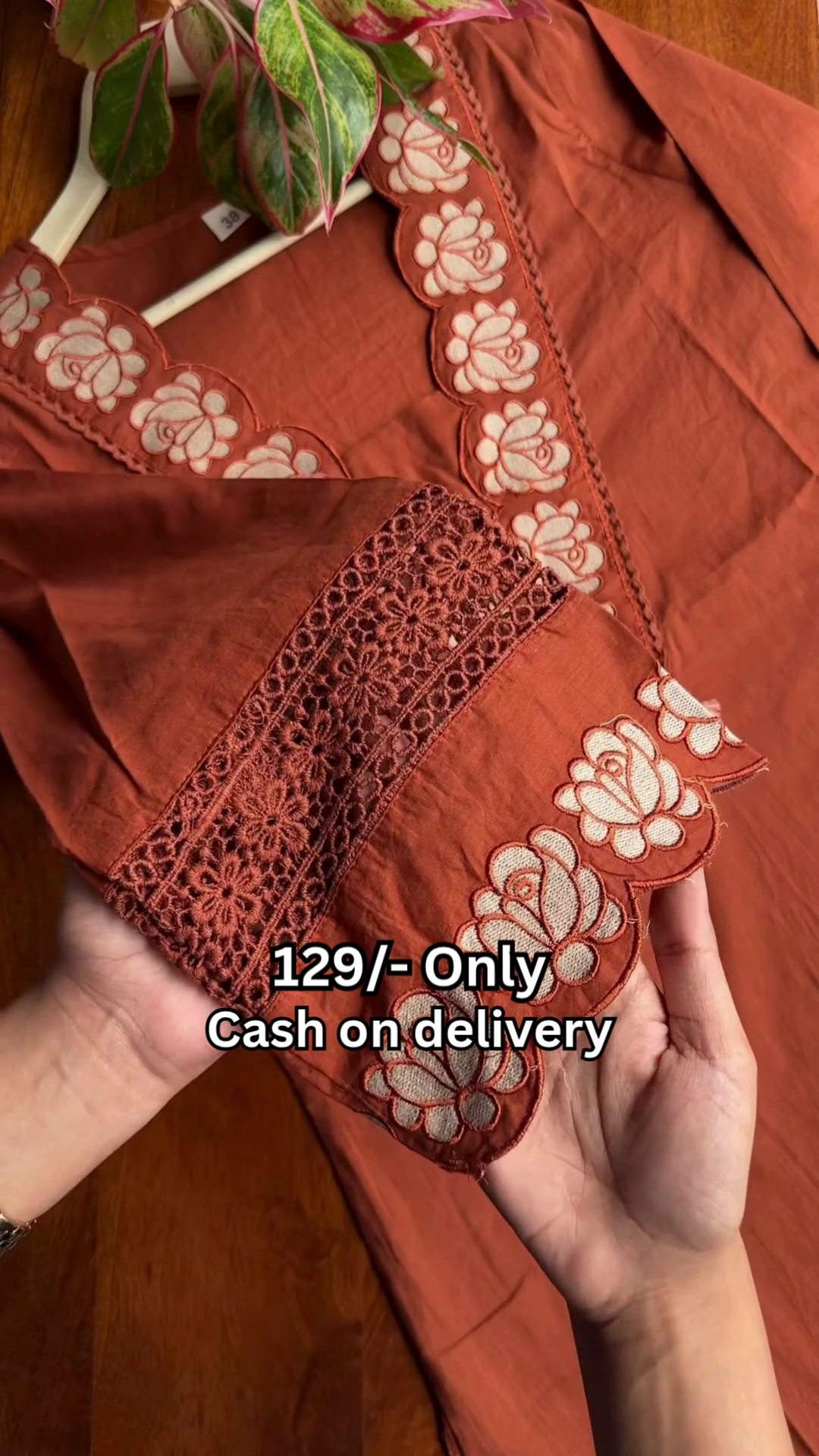 Rustic Terracotta Floral Embroidered Designer Kurti πΊπ€β¨ - Image 3