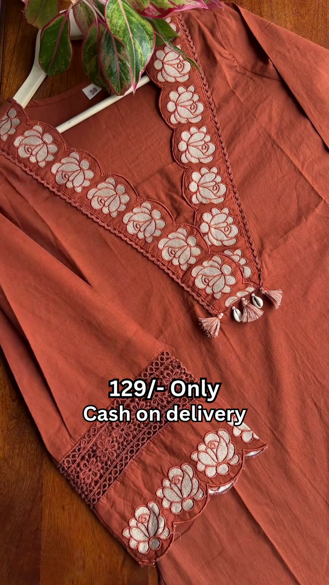 Rustic Terracotta Floral Embroidered Designer Kurti πΊπ€β¨ - Image 4