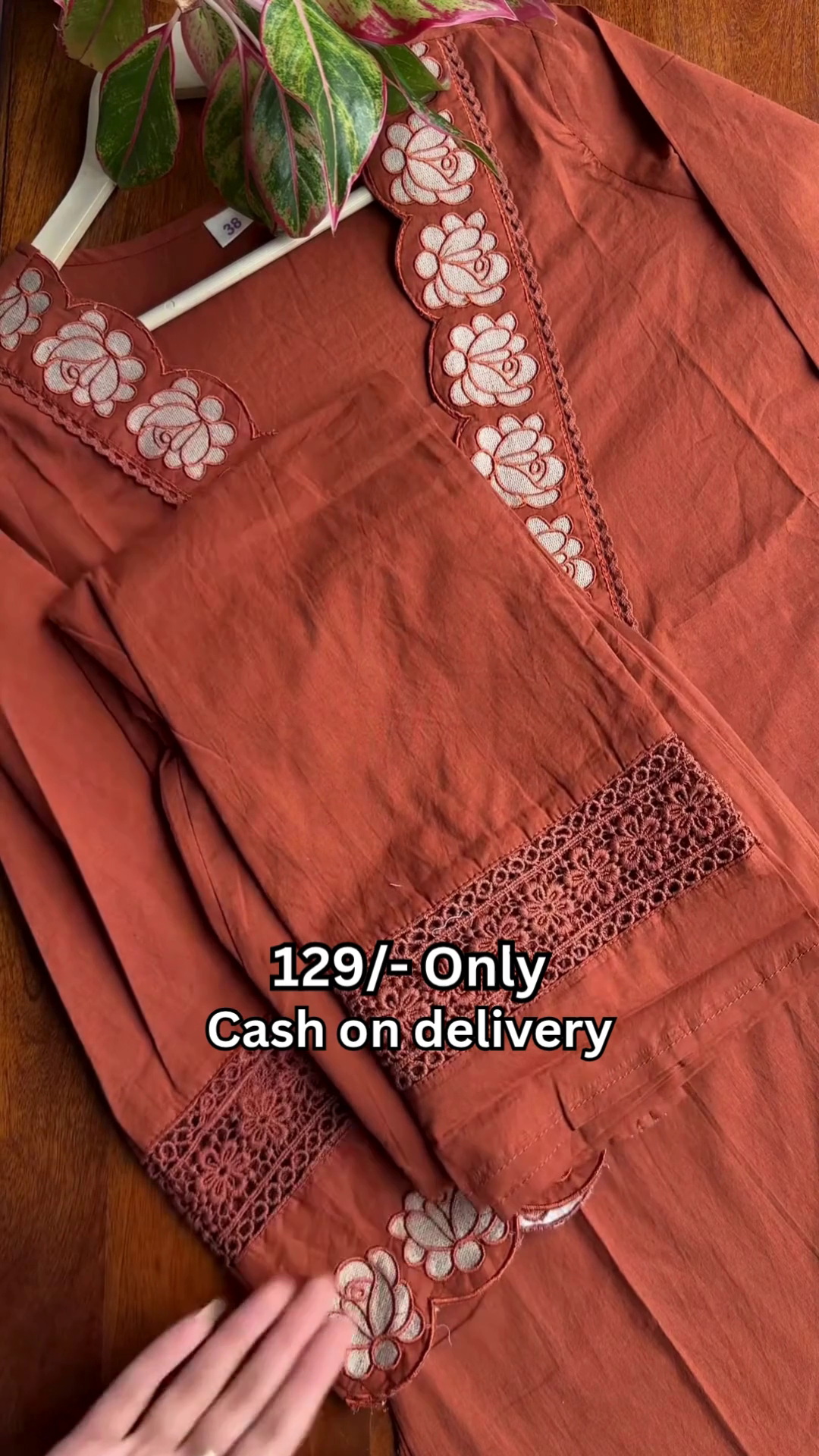 Rustic Terracotta Floral Embroidered Designer Kurti πΊπ€β¨ - Image 5