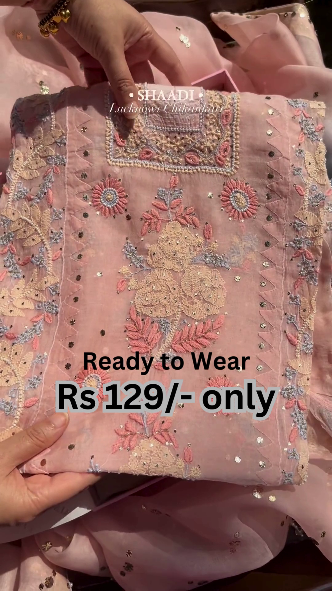 Graceful Blush Pink Chikankari Inspired Embroidered Kurti πΈβ¨π - Image 3